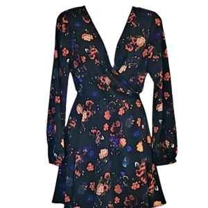 GB black floral wrap dress size small